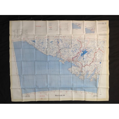 457 - Post War British RAF Silk Escape and Evasion Map of Murmansk and Tromso. 1958.