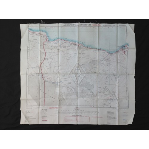 458 - Post War British RAF Silk Escape and Evasion Map of Alexandria and Tobruk, Cairo.