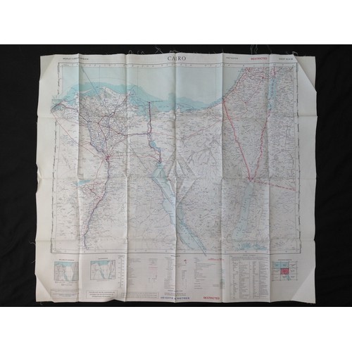 458 - Post War British RAF Silk Escape and Evasion Map of Alexandria and Tobruk, Cairo.