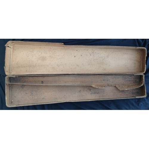 461 - BSA Cardboard box for a folding .410 shotgun. Size 80cm x 19cm. Contains original two part wood and ... 