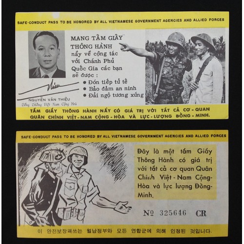 463 - Vietnam War Safe Conduct Passes x 2. Two different versions, unissued condition.