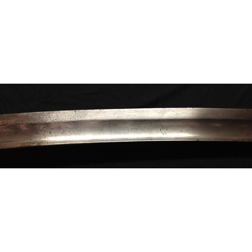 464 - Victorian Constabulary Police Hanger Sword. 61cm long fullered curved blade. No makers marks. Leathe... 