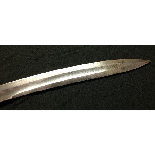 464 - Victorian Constabulary Police Hanger Sword. 61cm long fullered curved blade. No makers marks. Leathe... 