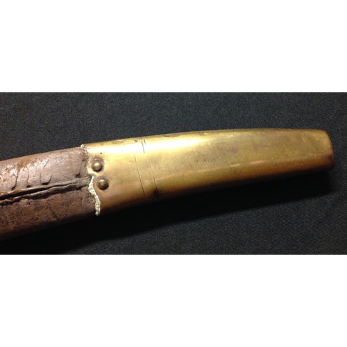 464 - Victorian Constabulary Police Hanger Sword. 61cm long fullered curved blade. No makers marks. Leathe... 