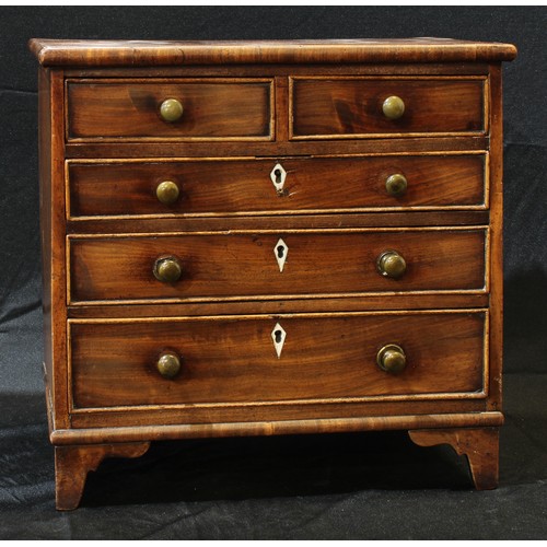 1521 - Miniature Furniture - a 19th century mahogany chest, slightly oversailing rectangular top above two ... 