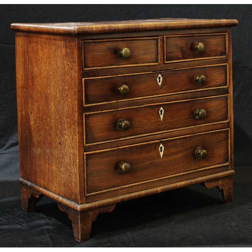 1521 - Miniature Furniture - a 19th century mahogany chest, slightly oversailing rectangular top above two ... 