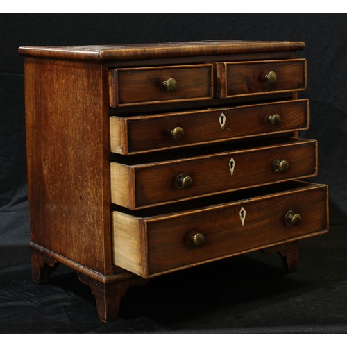 1521 - Miniature Furniture - a 19th century mahogany chest, slightly oversailing rectangular top above two ... 