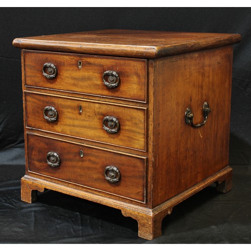 1520 - Miniature Furniture - a 19th century mahogany chest, slightly oversailing rectangular top above thre... 