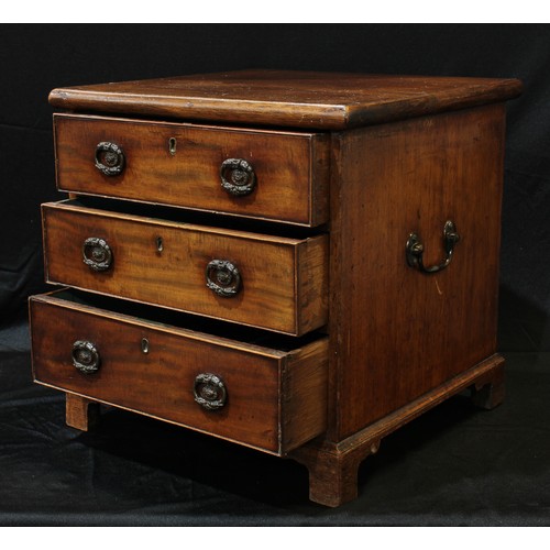 1520 - Miniature Furniture - a 19th century mahogany chest, slightly oversailing rectangular top above thre... 