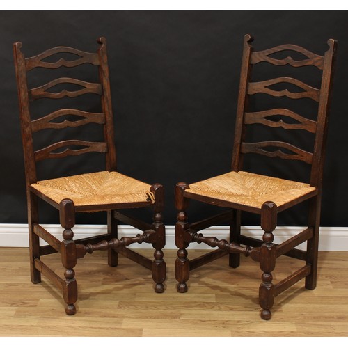 1515 - Frank Pratt of Derby - a set of six oak ladder back dining chairs, of traditional Lancashire design,... 