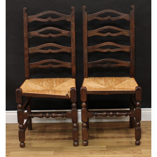 1515 - Frank Pratt of Derby - a set of six oak ladder back dining chairs, of traditional Lancashire design,... 