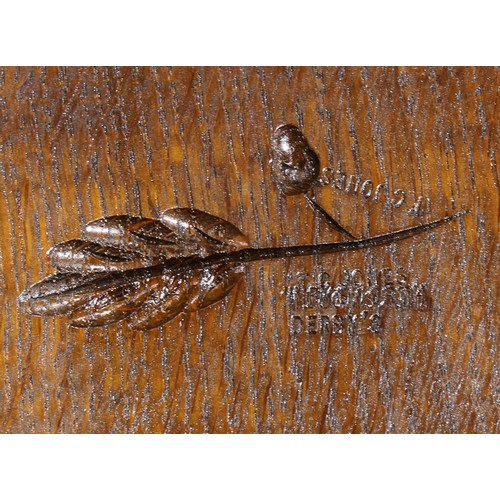 1494 - Frank Pratt of Derby - a 17th century style oak chair, rectangular nulled cresting rail, pierced vas... 