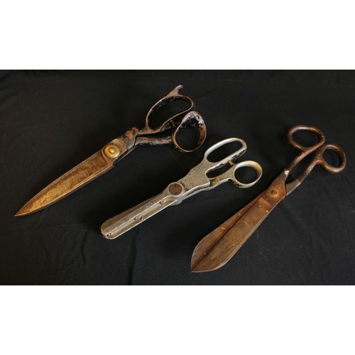 1531 - A pair of Compton, Newark USA tailor's scissors, Compton U-Set 34cm long; a pair of A.E. Shearer cra... 