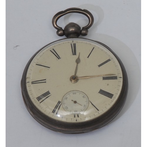 769 - An early Victorian silver open-faced pocket watch, 6.5cm over loop, rubbed maker's mark, Birmingham ... 