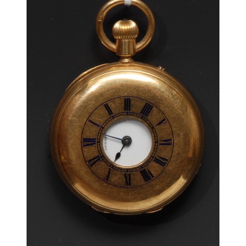 767 - A late Victorian 18ct gold lady's half-hunter fob watch, Payne & Co., London, movement numbered 6560... 