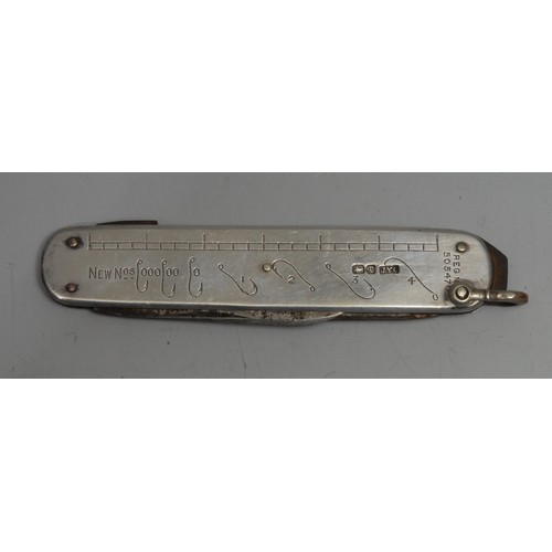 737 - Angling - a George V silver novelty fisherman's penknife, Shaw's Fly-Fishing Knife, engraved to vers... 