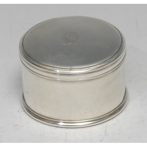 734 - An unusual George III silver circular box and cover, quite plain, 6cm diam, Joseph Lock, London 1775... 