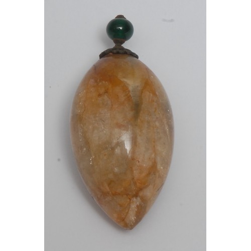 860 - A 19th century Derbyshire spar egg shaped scent bottle, 6.5cm long