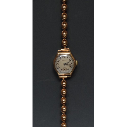 Rolex a vintage 1930s ladies elongated octagonal 9ct gold