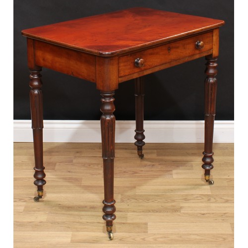 1554 - A William IV/early Victorian mahogany side table, slightly oversailing rounded rectangular top above... 