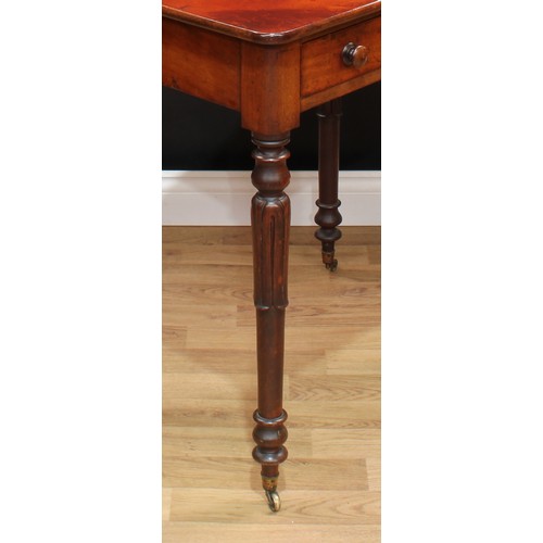 1554 - A William IV/early Victorian mahogany side table, slightly oversailing rounded rectangular top above... 