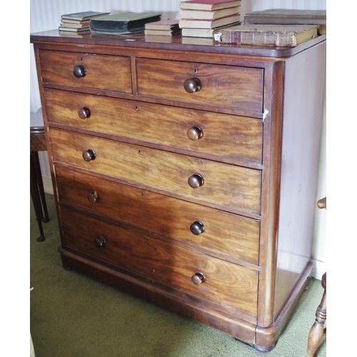 106 - A Victorian mahogany mahogany chest, oversailing rounded rectangular top above two short and four lo... 