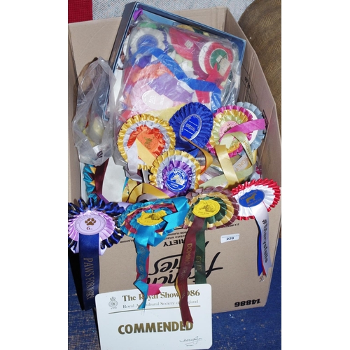 229 - Horse Rosettes. Sashes, certifcates, 1960 and later

**Please note all lots must be collected from S... 