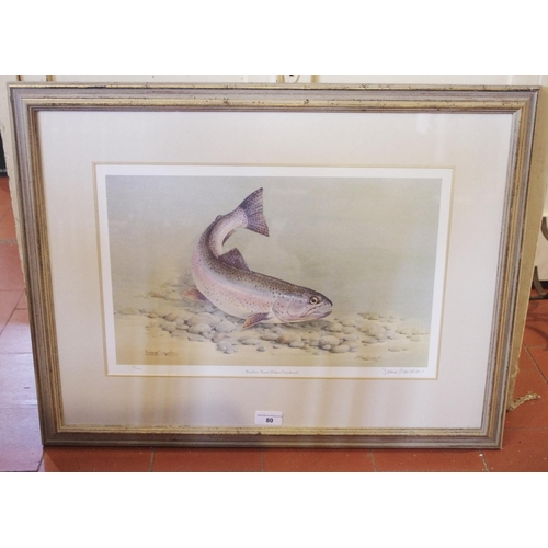 80 - Donna Crawshaw, by and after, Rainbow Trout (Salmo Gairdneri), coloured print, signed in pencil, 33/... 