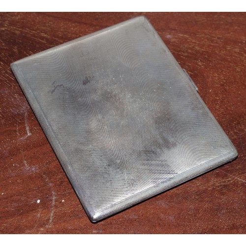 254 - A silver cigarette case, engine turned, 20cm wide, London 1936, 5.3oz