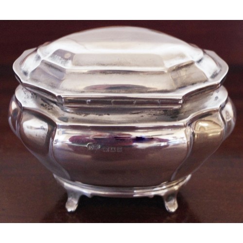 269 - A silver lobed oval sugar box, hinged cover, cabriole legs, 12cm wide, Goldsmith and Silversmith Com... 