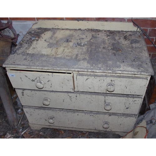 294 - An early 20th century  white painted pine chest, of   two short and two long drawers, 91cm x 75cm

*... 