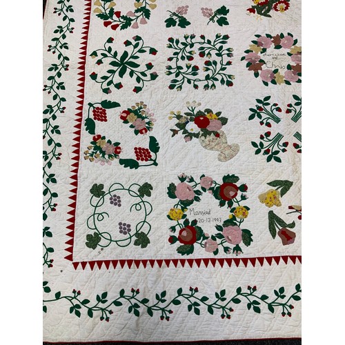 215 - Textiles - a late 20th century hand crafted marriage blanket, Louise & Chris, Brassington, 20/12/199... 