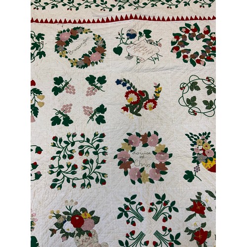 215 - Textiles - a late 20th century hand crafted marriage blanket, Louise & Chris, Brassington, 20/12/199... 