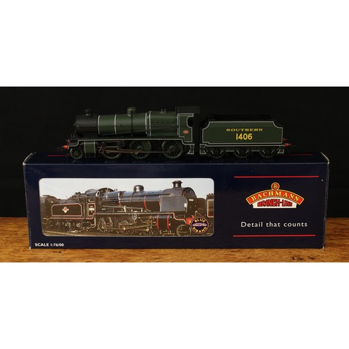 5091 - Bachmann Branch-Line OO Gauge 32-160 N Class 2-6-0 locomotive and six wheel tender, SR green livery,... 