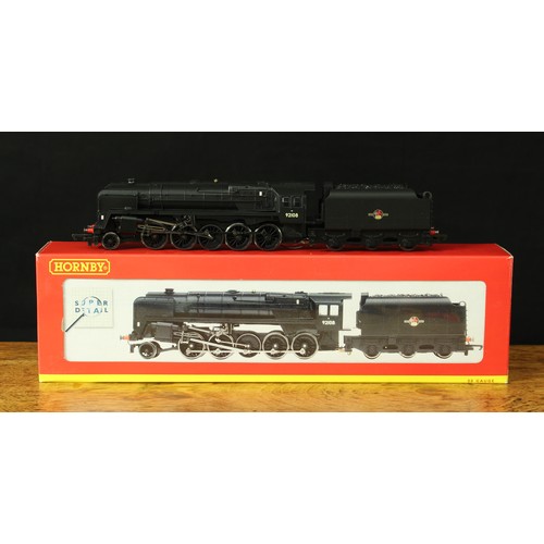 5122 - Hornby OO Gauge R2105A BR Class 9F 2-10-0 locomotive and six wheel tender, BR black livery, No.92108... 