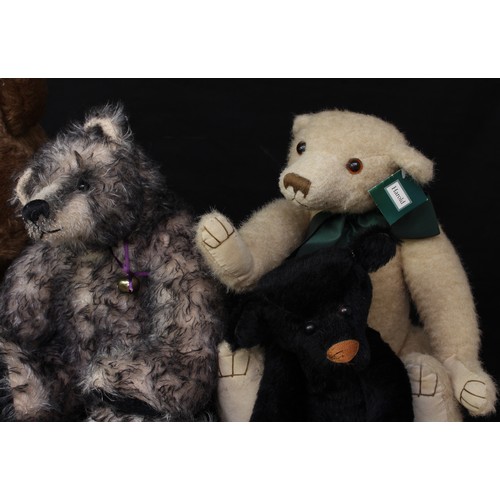 5190 - A mid-20th century straw-filled golden mohair jointed teddy bear, amber and black plastic eyes, pron... 