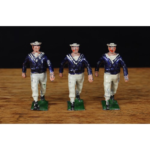 5215 - Reka (C W Baker) Royal Navy field gun crew, comprising three painted lead figures, each marching, re... 