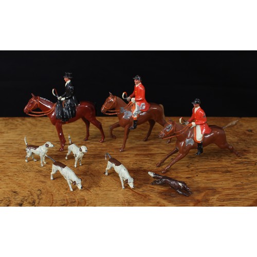 5240 - W Britain (Britains) Hunting Series lead figures, comprising of mounted huntswoman with moveable arm... 