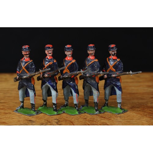 5235 - W Britain (Britains) Belgian Infantry from set No.189 Review Order, comprising five figures, each fi... 