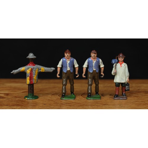 5236 - W Britain (Britains) Farm and Civilian series figures, comprising shepherd with lantern, two farmer ... 