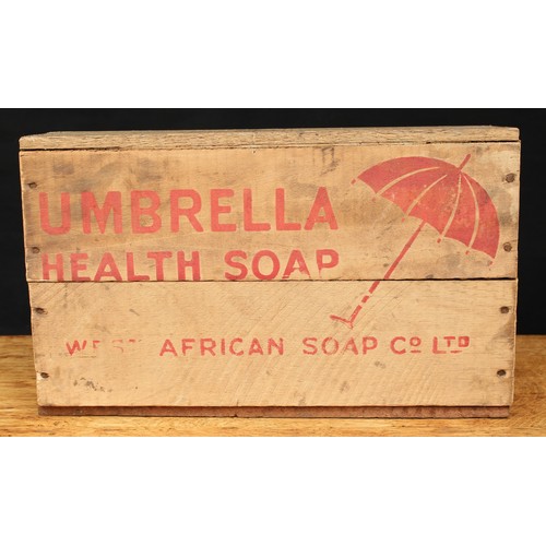 5401 - Advertising, West African Soap Co Ltd - a rectangular pine shop packaging display crate, containing ... 