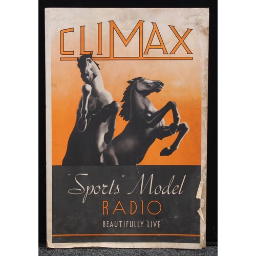 5409 - Advertising, Radio and Broadcasting Interest - a Climax 1930's Art Deco pictorial showcard, illustra... 