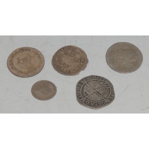 3951 - Coins, GB, AR Hammered and Milled, Elizabeth I 1566 threepence, 19mm, (1); Charles II threepence, [n... 