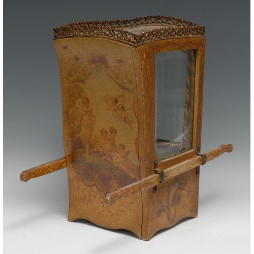 3178 - A French Louis XV Revival vernis Martin novelty table top bijouterie cabinet, as a sedan chair, pier... 