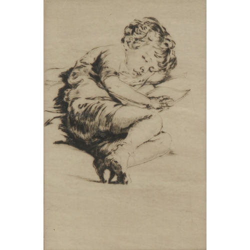 4012 - Amy Joanna Fry (Modern British & Cornish Artist, b. 1884), Christopher asleep, signed and titled in ... 