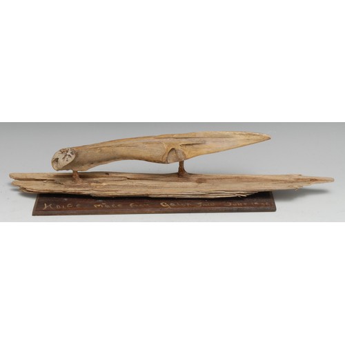 3711 - Taxidermy - an unusual American Folk Art knife, fashioned from the jaw of an alligator, of rudimenta... 