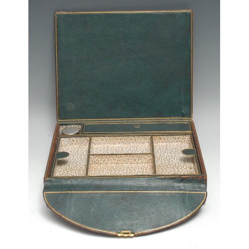 3250 - A late Victorian faux morocco leather travelling writing box or dispatch case, hinged cover enclosin... 