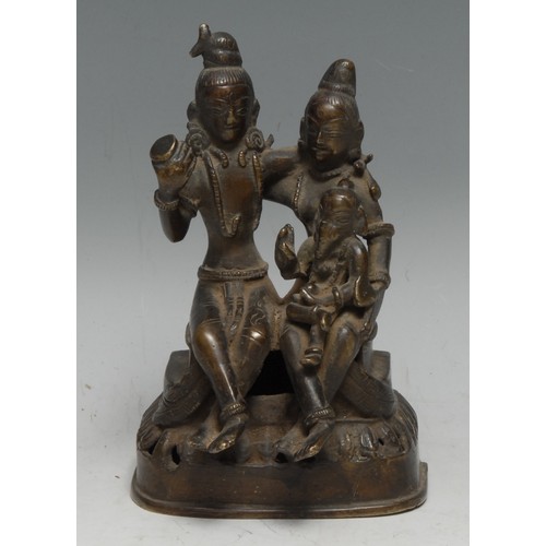 3631 - Indian School (19th century), a bronze group, Ganesh and his parents, 14cm high