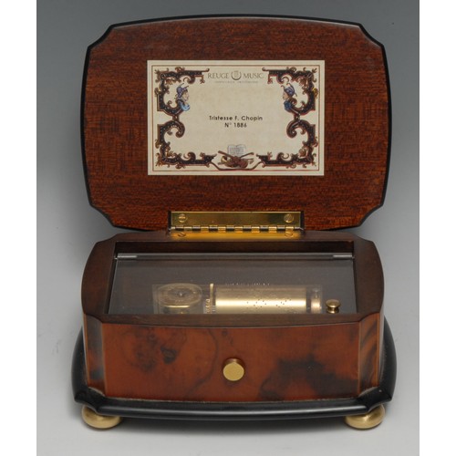 3400 - A Swiss walnut and marquetry music box, by Reuge Music, Sainte-Croix, 4cm cylinder playing No.1886 T... 