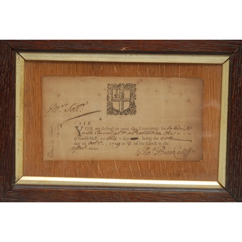 3704 - Political and Legal History - City of London - a George I summons, printed and completed in handwrit... 